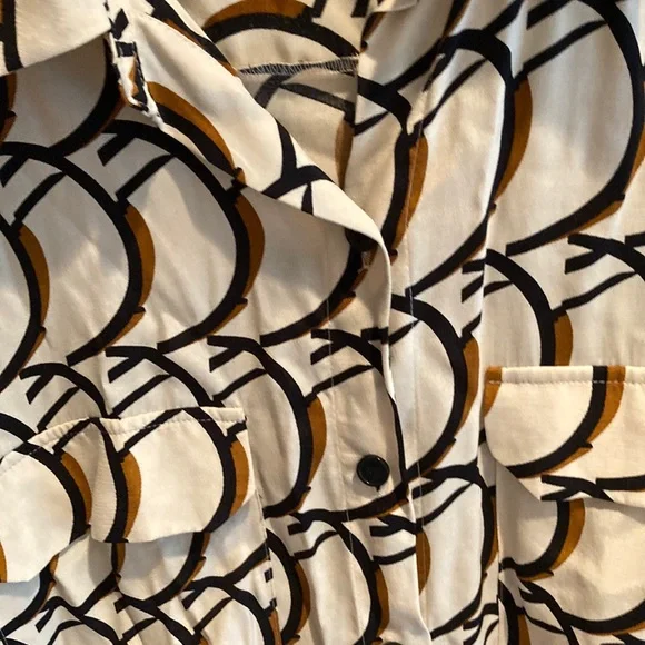 Zara Cream and Brown Patterned Shirt XL - Picture 5 of 6